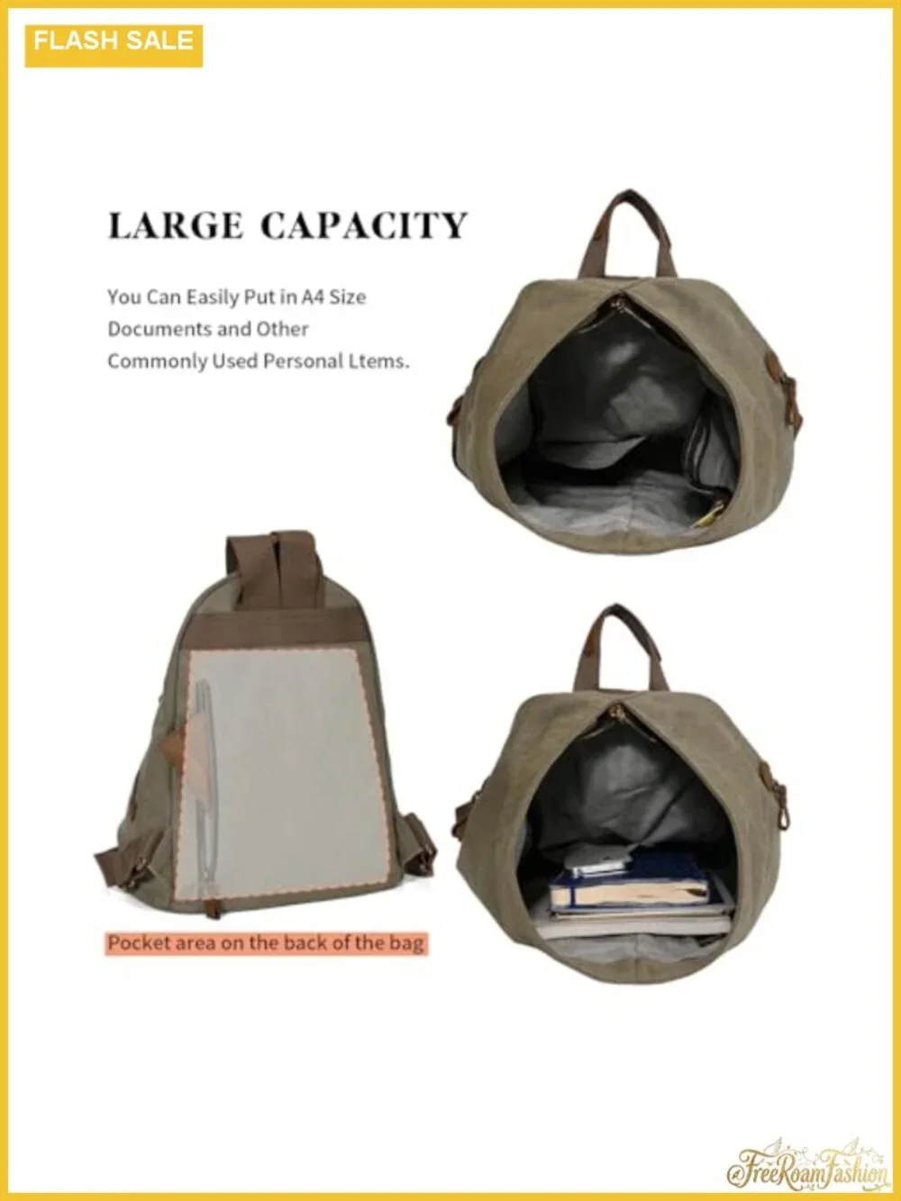 Canvas Vintage Backpack - Waterproof Leather Trim Casual Daypack for Travel